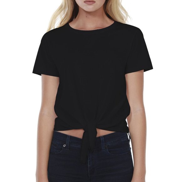 Contemporary Knotted Crop Top in Classic Black - Picture 2 of 5